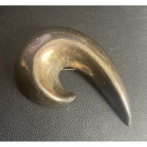 Vintage Sterling Silver Modernist Brooch Pendant Swoosh 925 23g